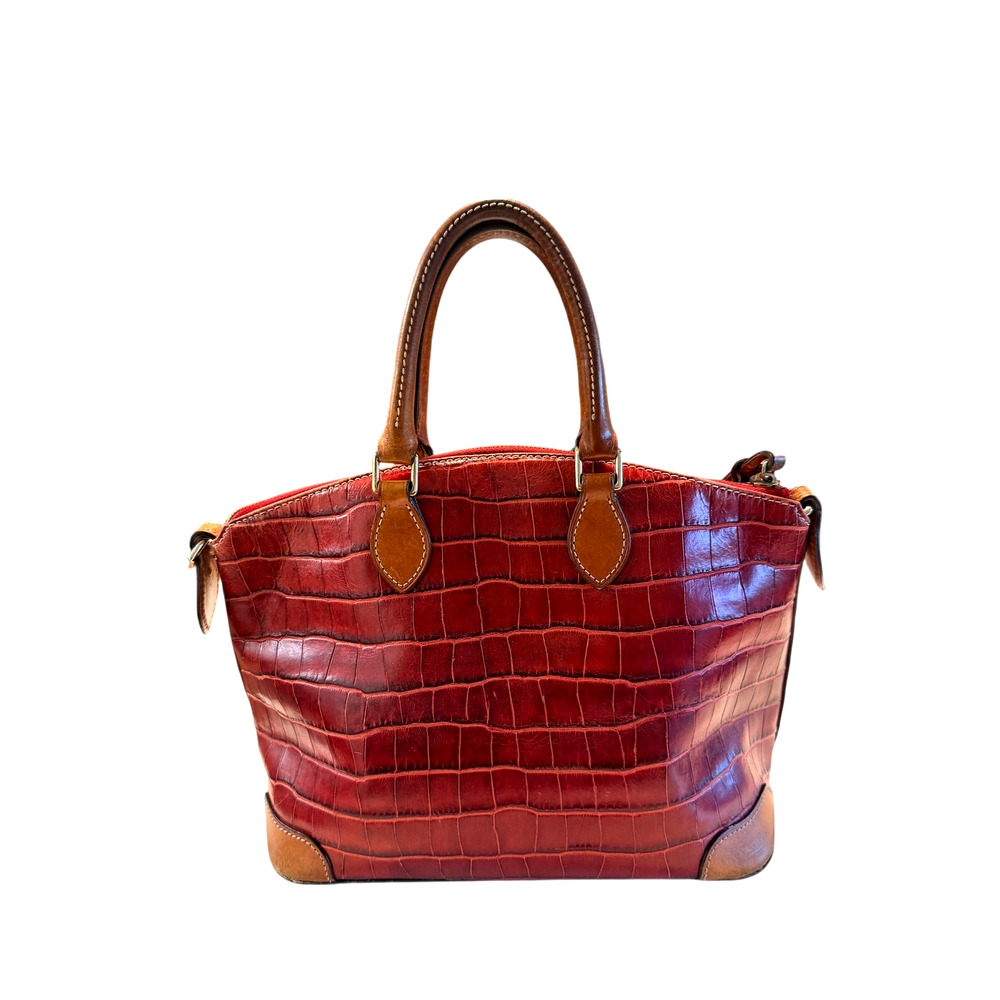 Dooney & Burke Exotic Croco Satchel Red Embossed Leather Handle Bag Purse $248 - Picture 4 of 9